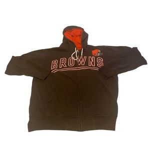 Cleveland Browns Hoodie Men Large Brown Heavyweight‎ Casual Embroidered Logo